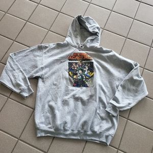 NWT Men's XL My Hero Academia Funimation Gray Hoodie Sweatshirt With Hood